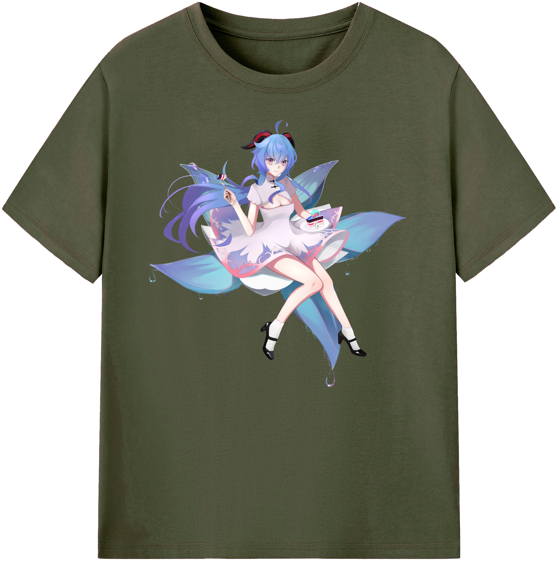 げんし神 甘雨 かんう genshin Ganyu 綿100％ メンズ半袖Tシャツ｜肌触りやわらか＆通気性